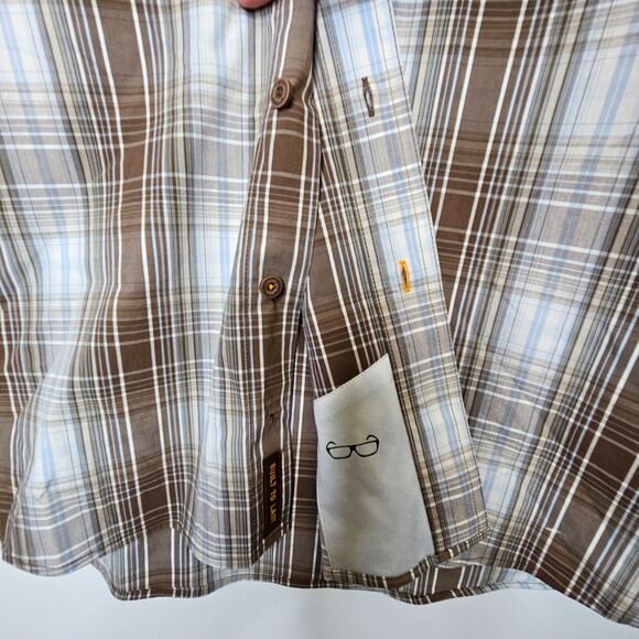 Ariat Rebar Brown Plaid Short Sleeve Button Down Shirt Large Tall Western Cowboy - Picture 8 of 13